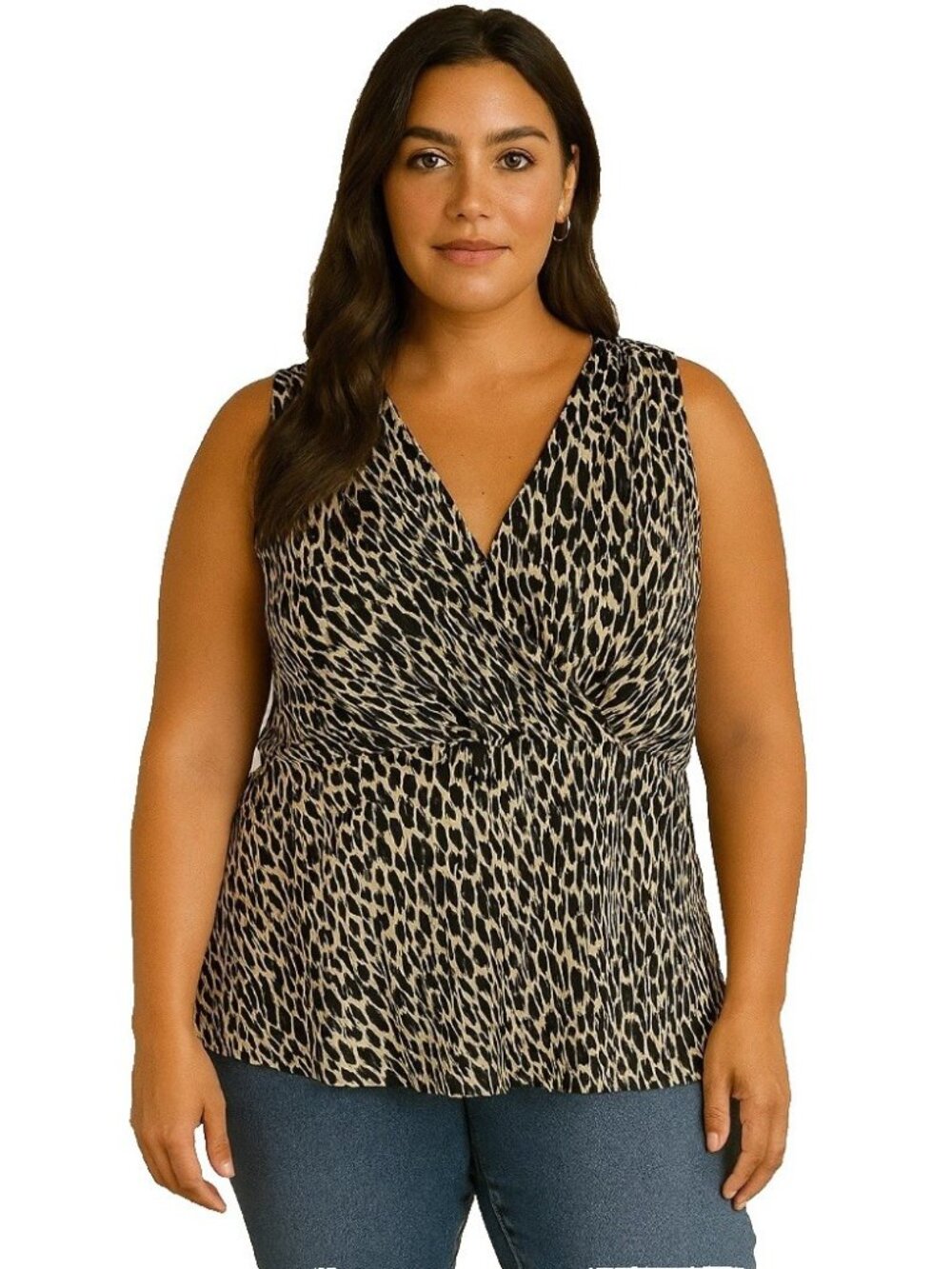 Worthington Women's Sleeveless Blouse Top Sz 14 NWT Cheetah Print Silky
